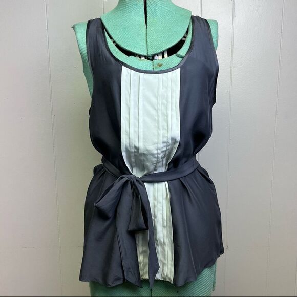 Banana Republic Gray Tie Waist Silk Sleeveless Top Size Medium - Picture 1 of 9